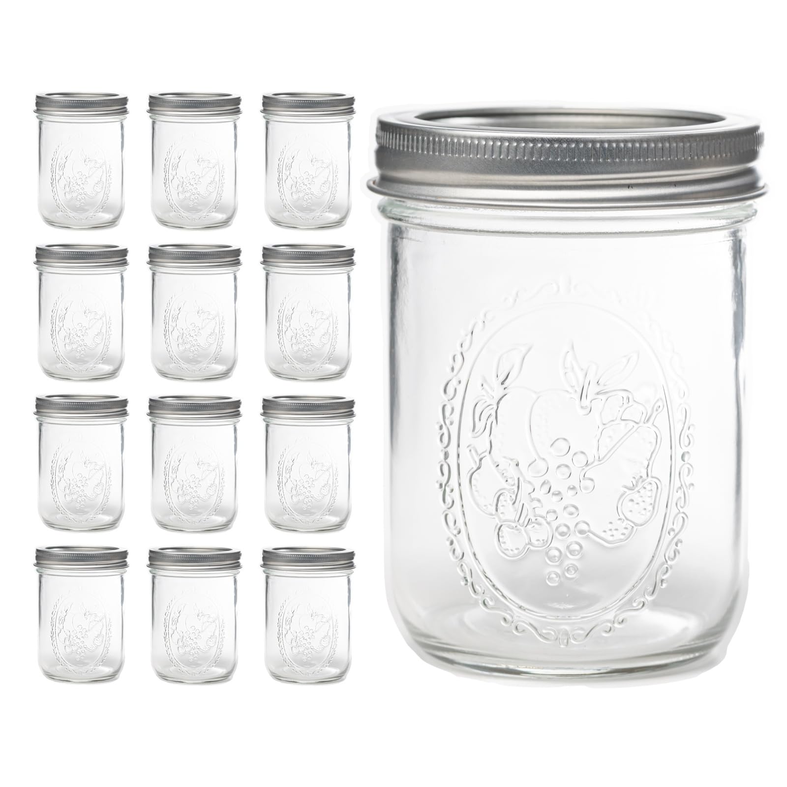 Lonriva tarros vidrio boca ancha 16oz para conservas y preparación de avena nocturna.