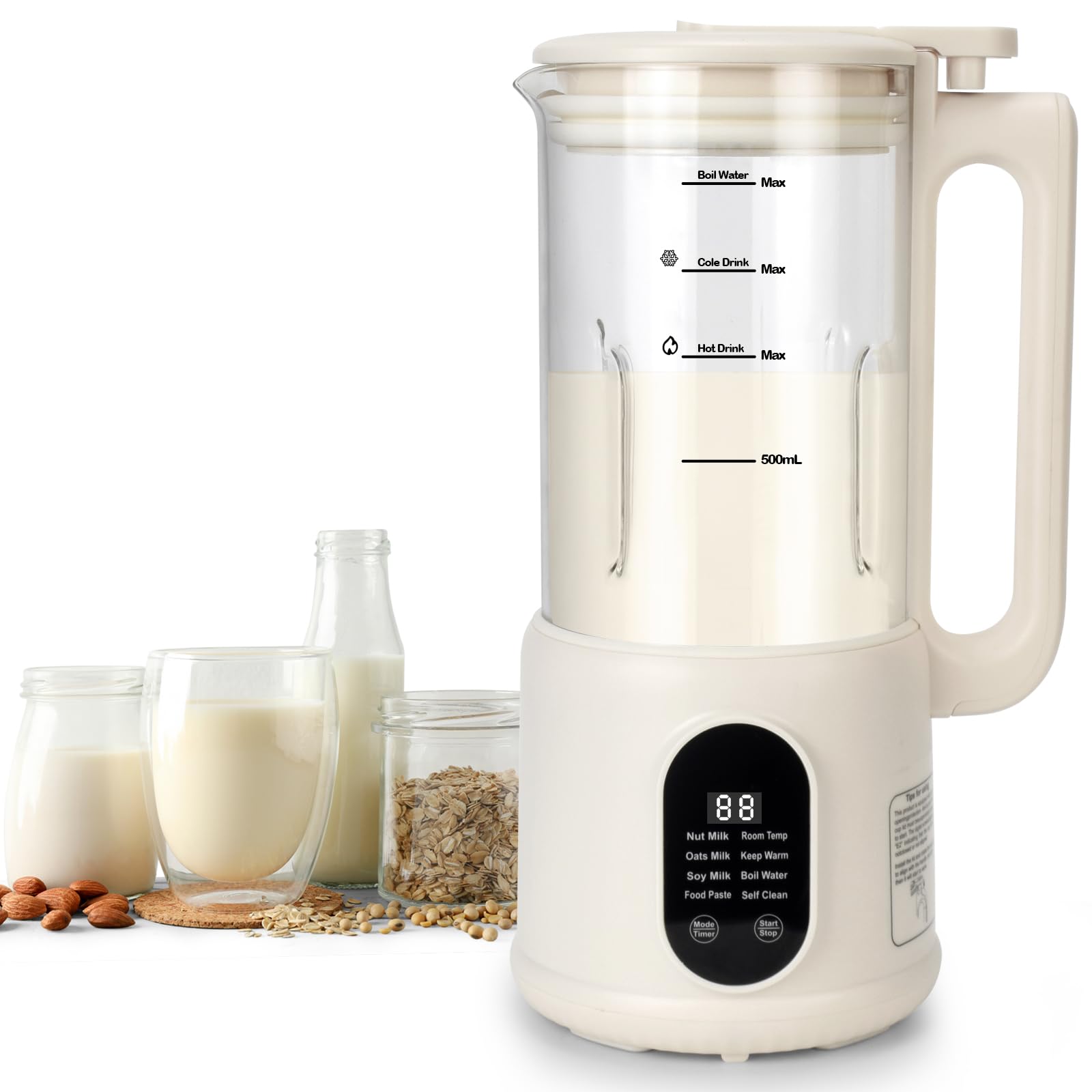 LONSTA 8 en 1, extractor leche-frutos-secos, prepara leche vegetal casera.