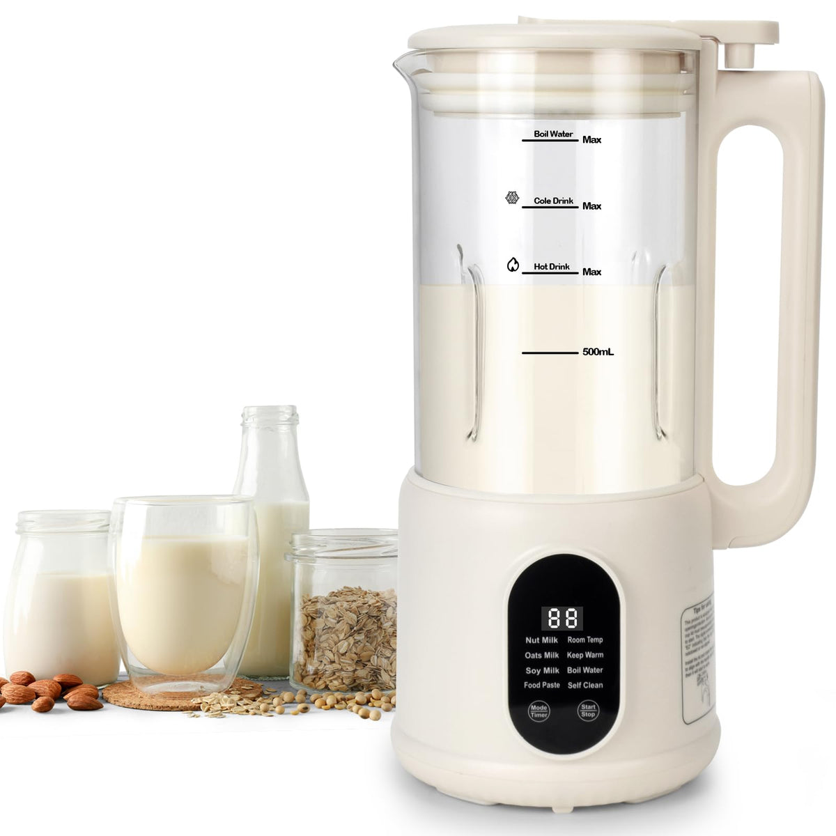 LONSTA 8 en 1, extractor leche-frutos-secos, prepara leche vegetal casera.