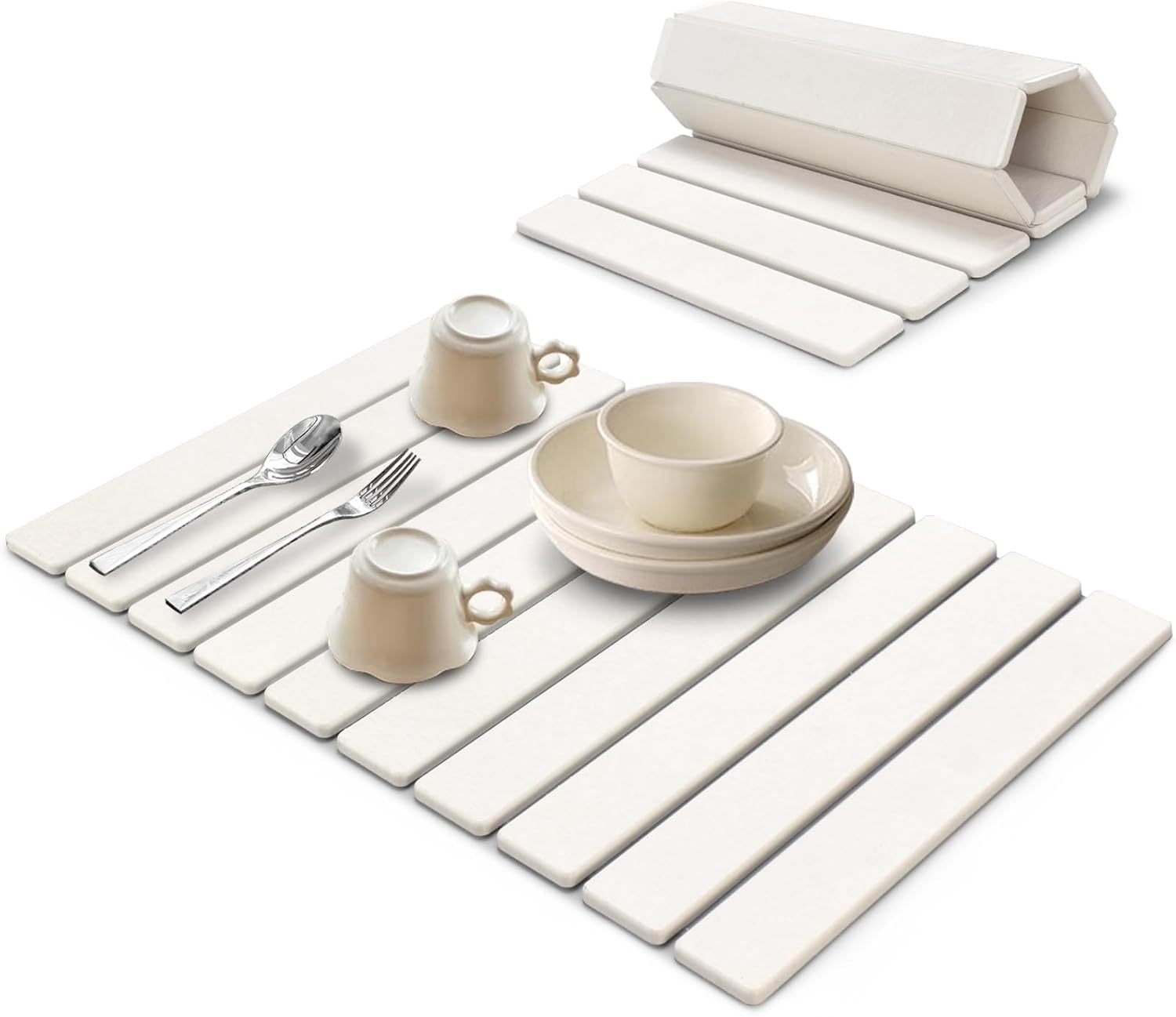 Lonsta almohadilla de piedra seca, diseño blanco para encimera ordenada y seca.