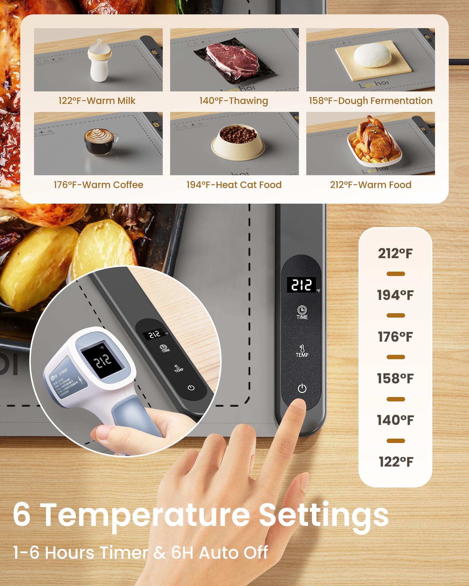 LOOHOI manta con 6 niveles de temperatura para mantener caliente