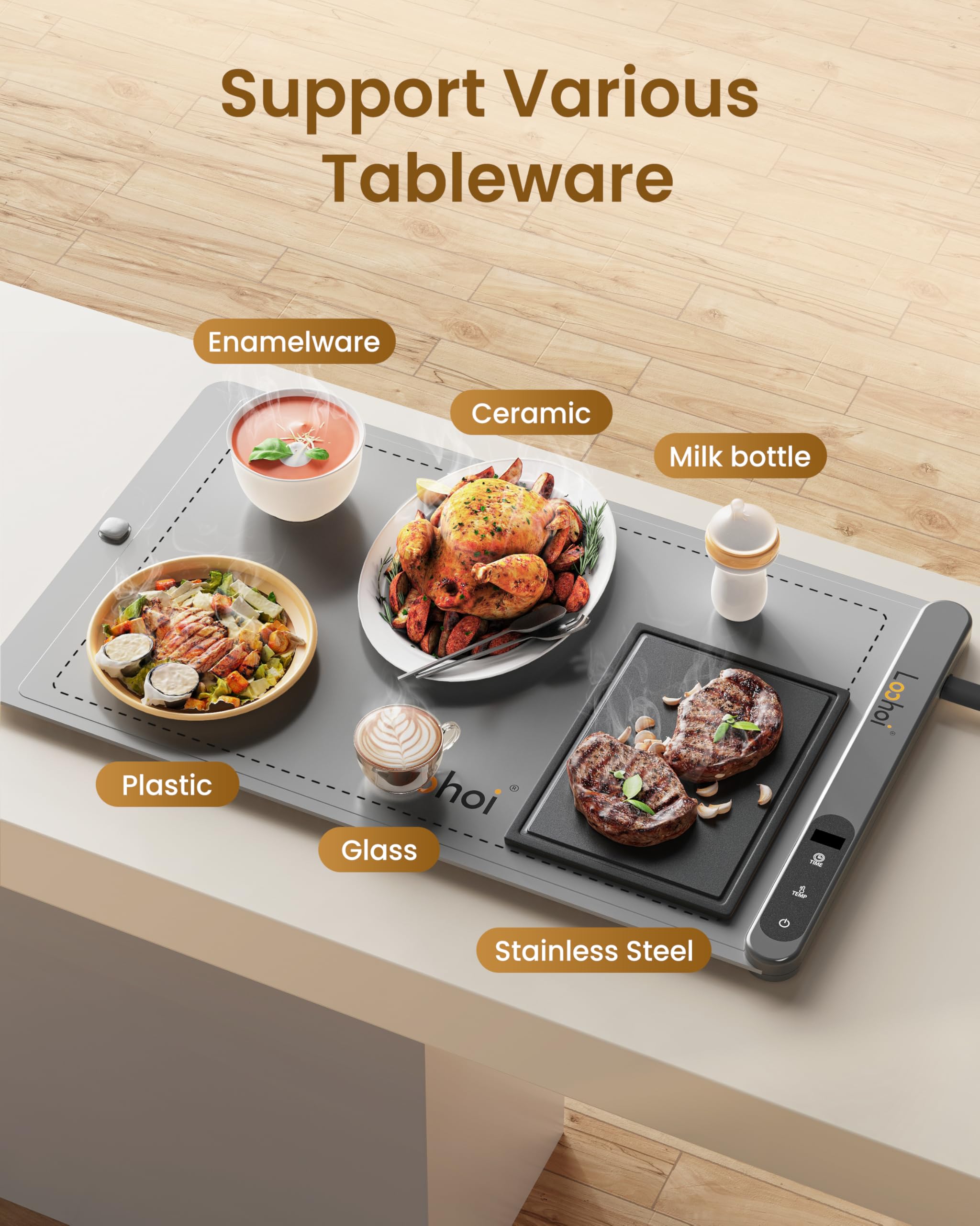 LOOHOI temporizador ajustable de 0 a 6 horas para mantener la comida caliente