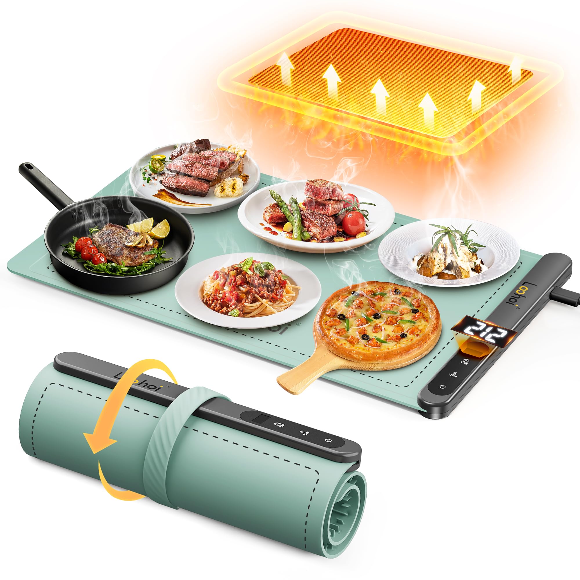 LOOHOI manta calentadora de alimentos ofrece calentamiento uniforme en toda la superficie para estaciones de comida.