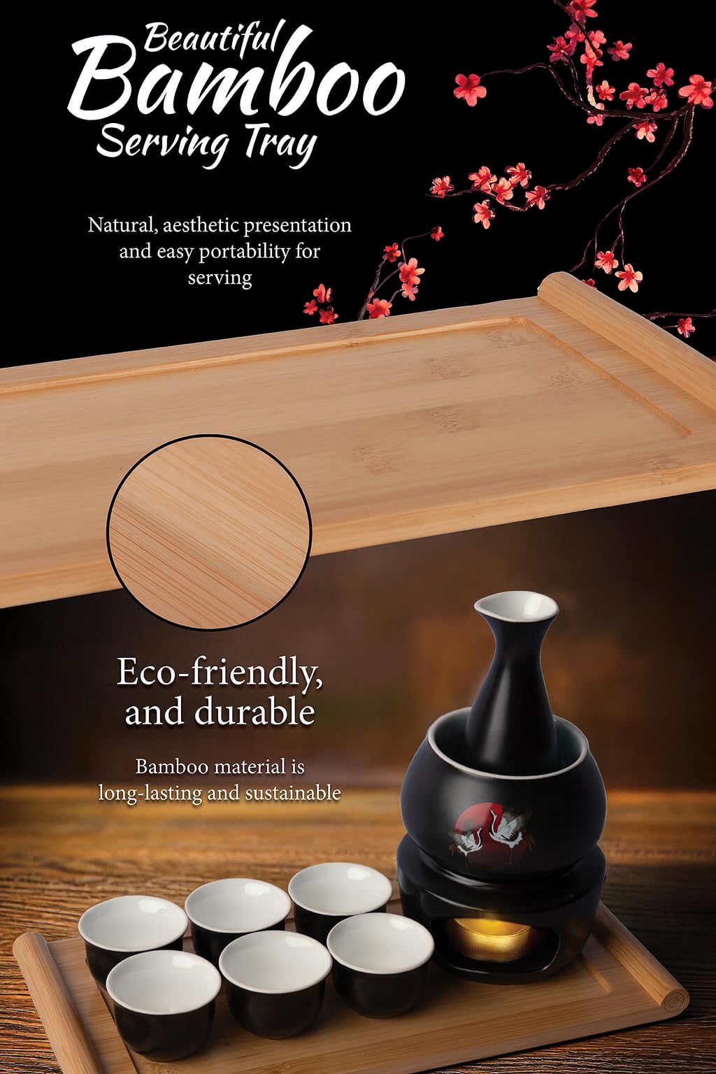 Calentador de sake LOONCREST con motivo de grullas