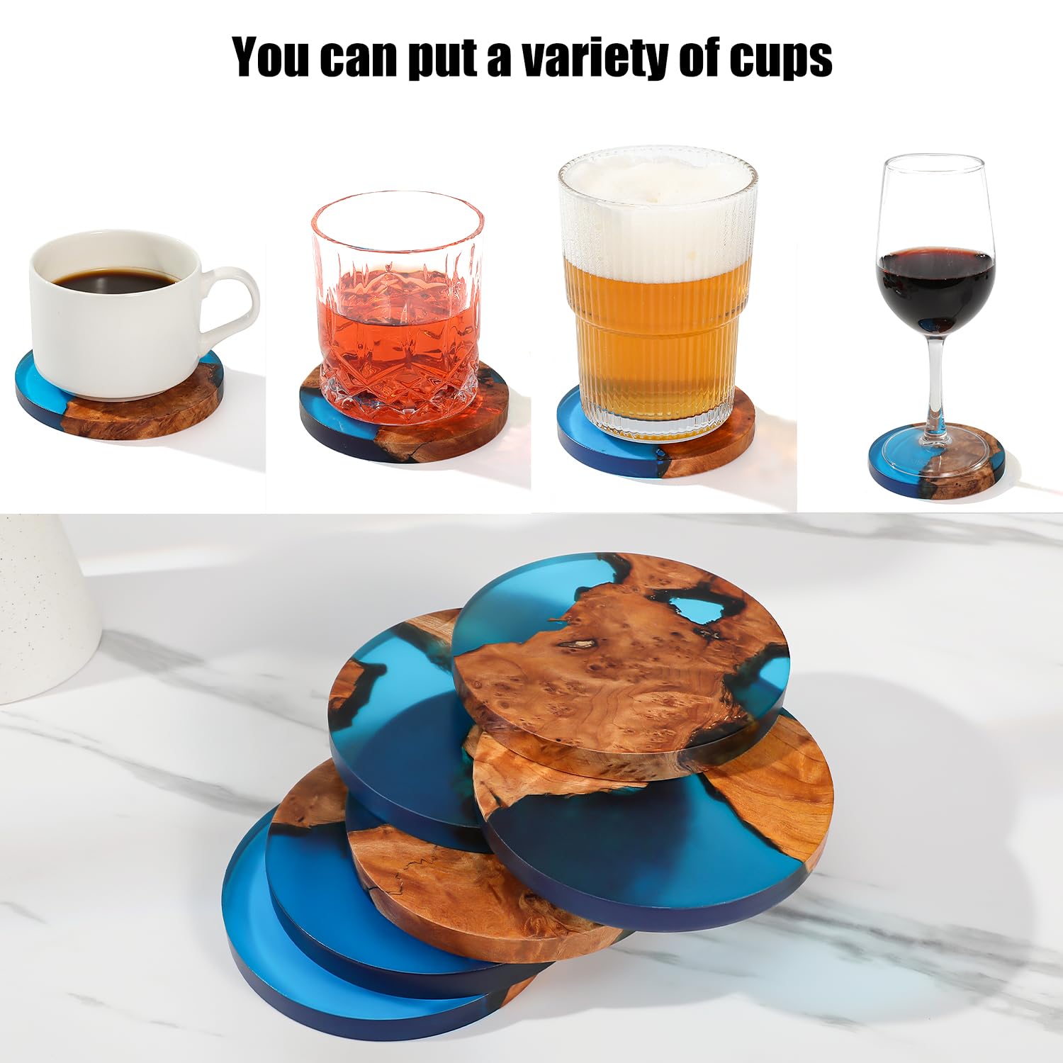 Loongresinwood posavasos Montaña Mar detalle, pieza única para decorar tu comedor.