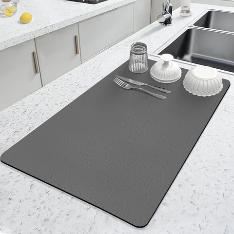 LOPNUR tapete secado 24x16 gris para cocina, protege la encimera y acelera el secado.