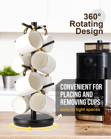 Lorbro arbol porta-tazas con 8 ganchos para 8 tazas ordenadas.