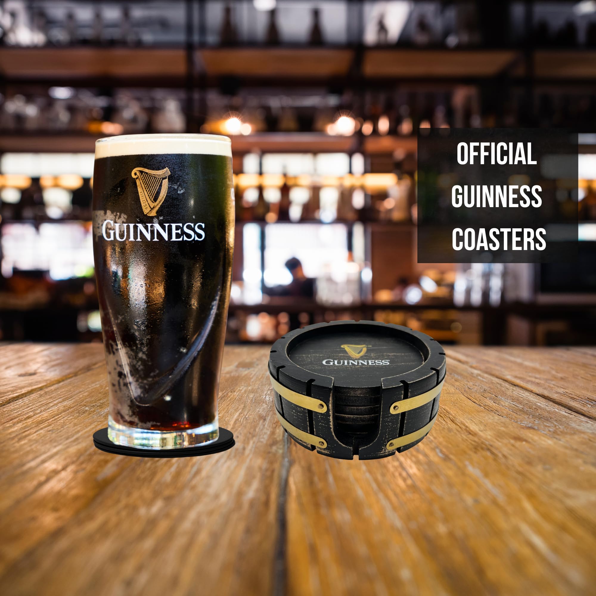 LORD'S ROCKS Guinness acabado dorado y negro en posavasos