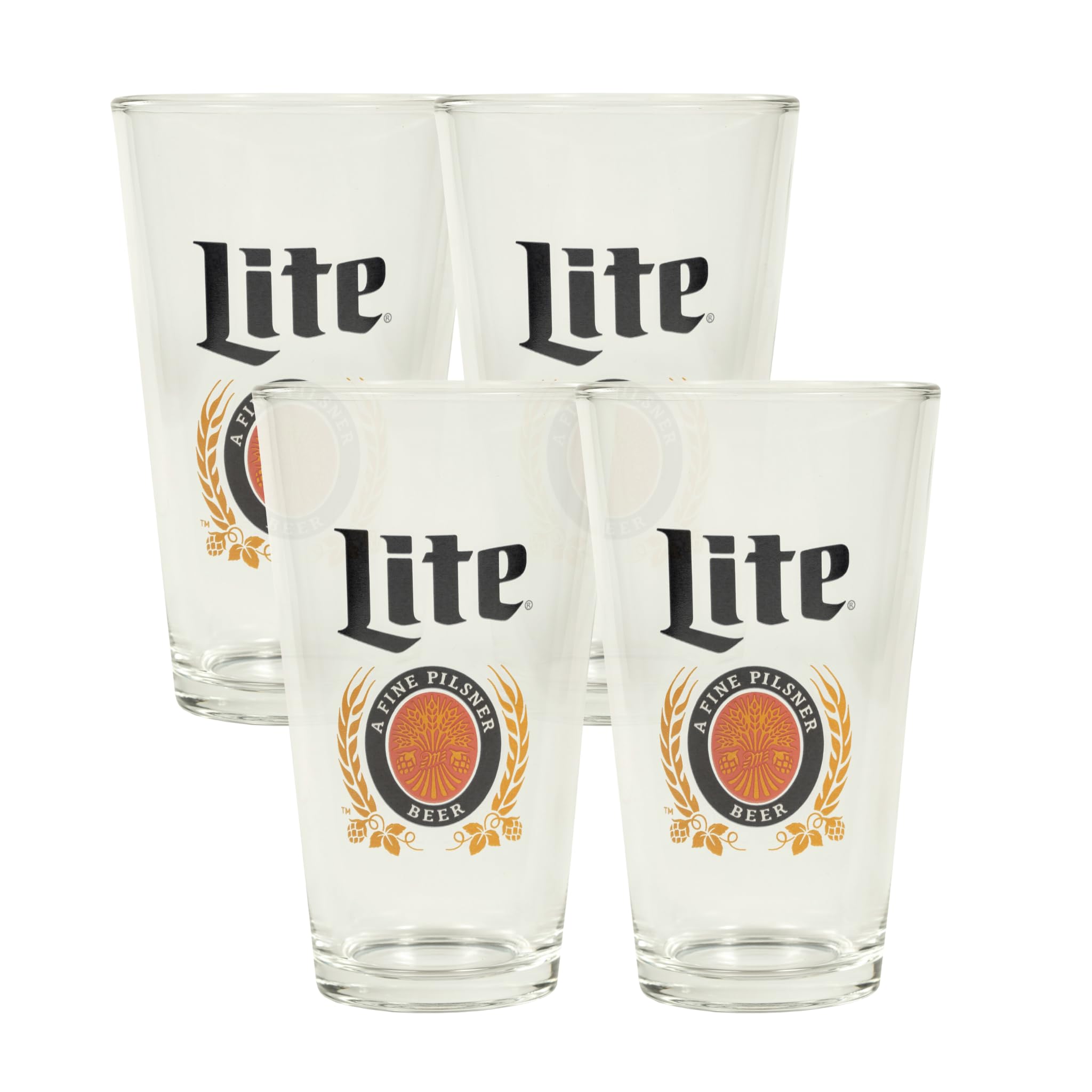 Conjunto de 4 vasos para compartir Miller Lite entre amigos.
