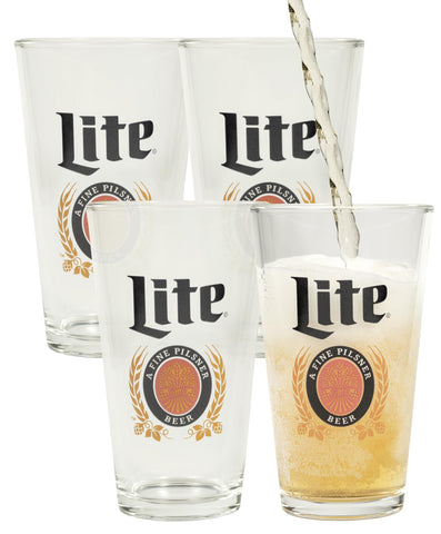 Vaso LORD'S ROCKS Miller Lite con logo auténtico para experiencia de degustación.