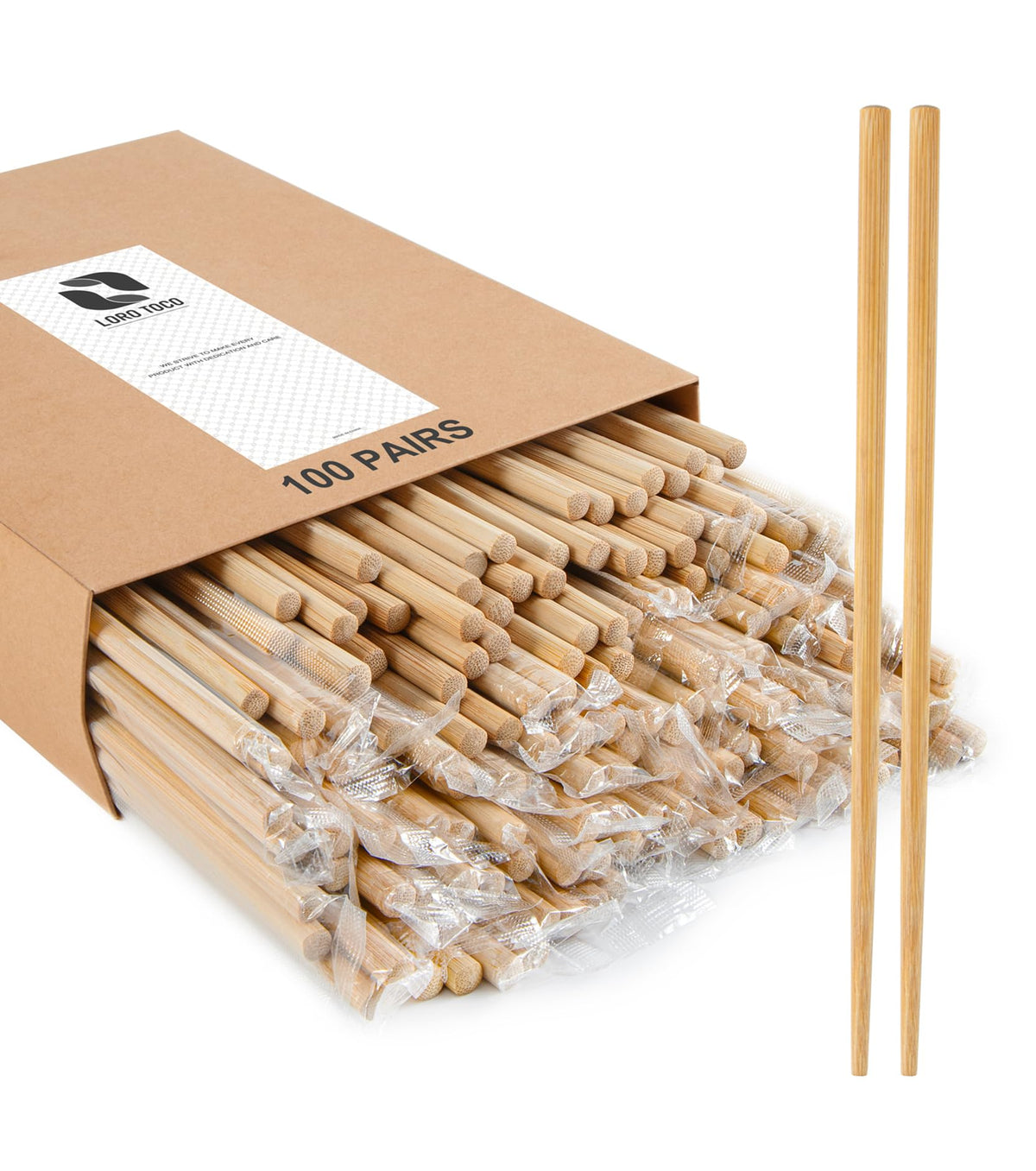 LOROTOCO palillos de bambú envueltos individualmente, ideales para viaje y comodidad diaria.