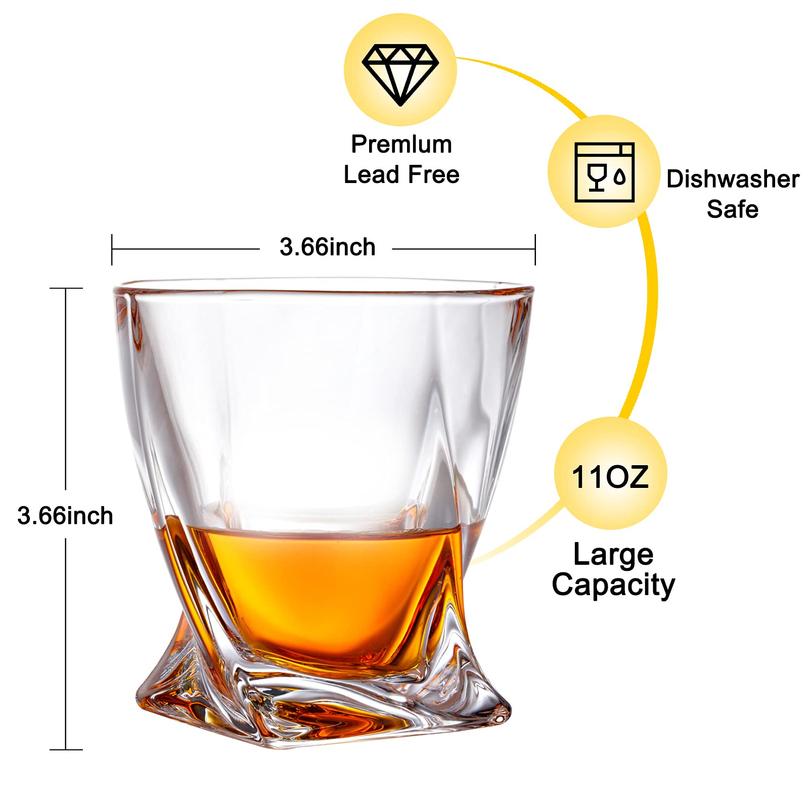 Conjunto de vasos whiskey LORSIA 11oz para degustación
