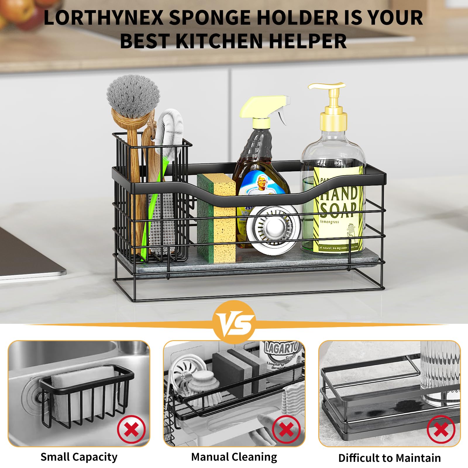 Uso versátil en cocina y baño con Lorthynex para limpieza diaria.