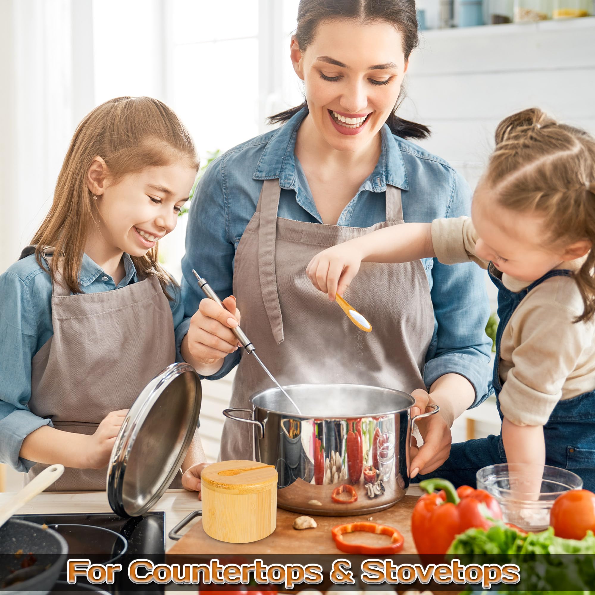 Uso práctico en la mesa o cerca de la cocina para alcance rápido