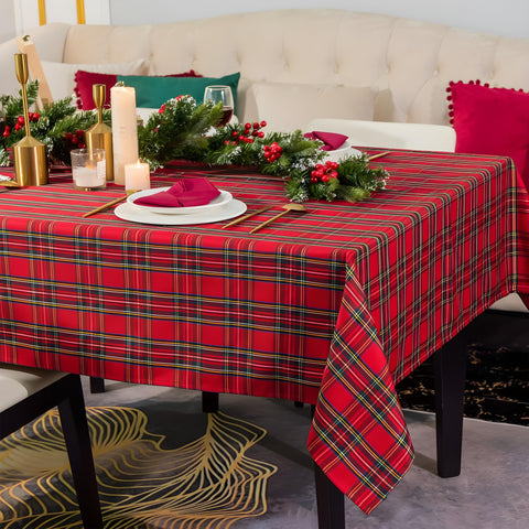 Mantel LOSIVISHE en cuadros rojos, frente de mesa impermeable para cenas navideñas sin manchas.