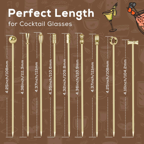 Conjunto de 9 picas doradas Losneg, perfecto para aperitivos.