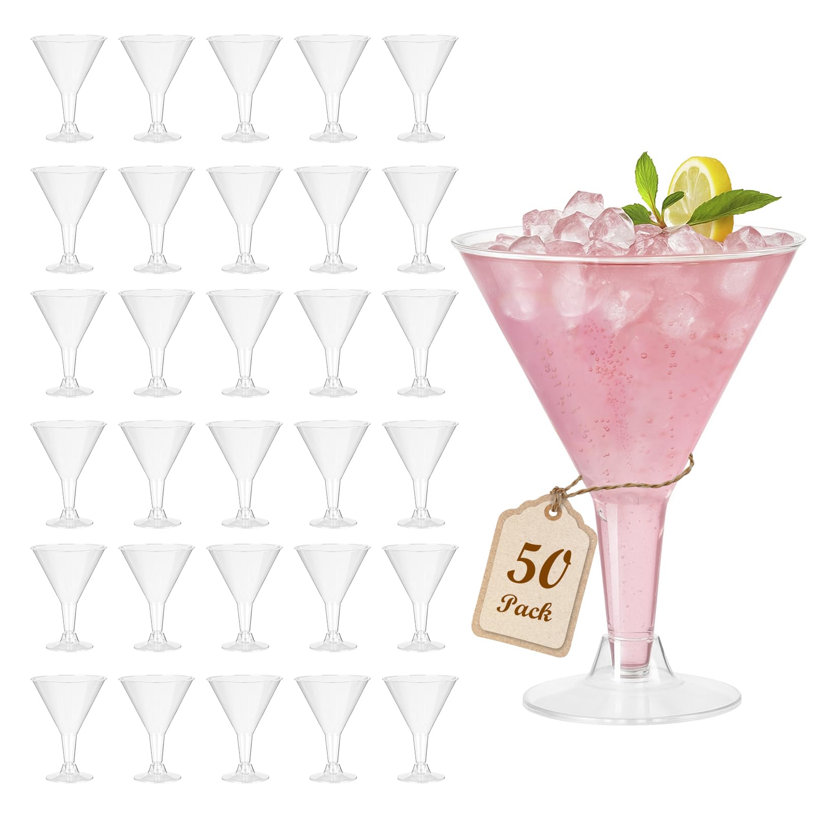 Vasos de martini plástico Losneg, pack 50, ideales para fiestas.