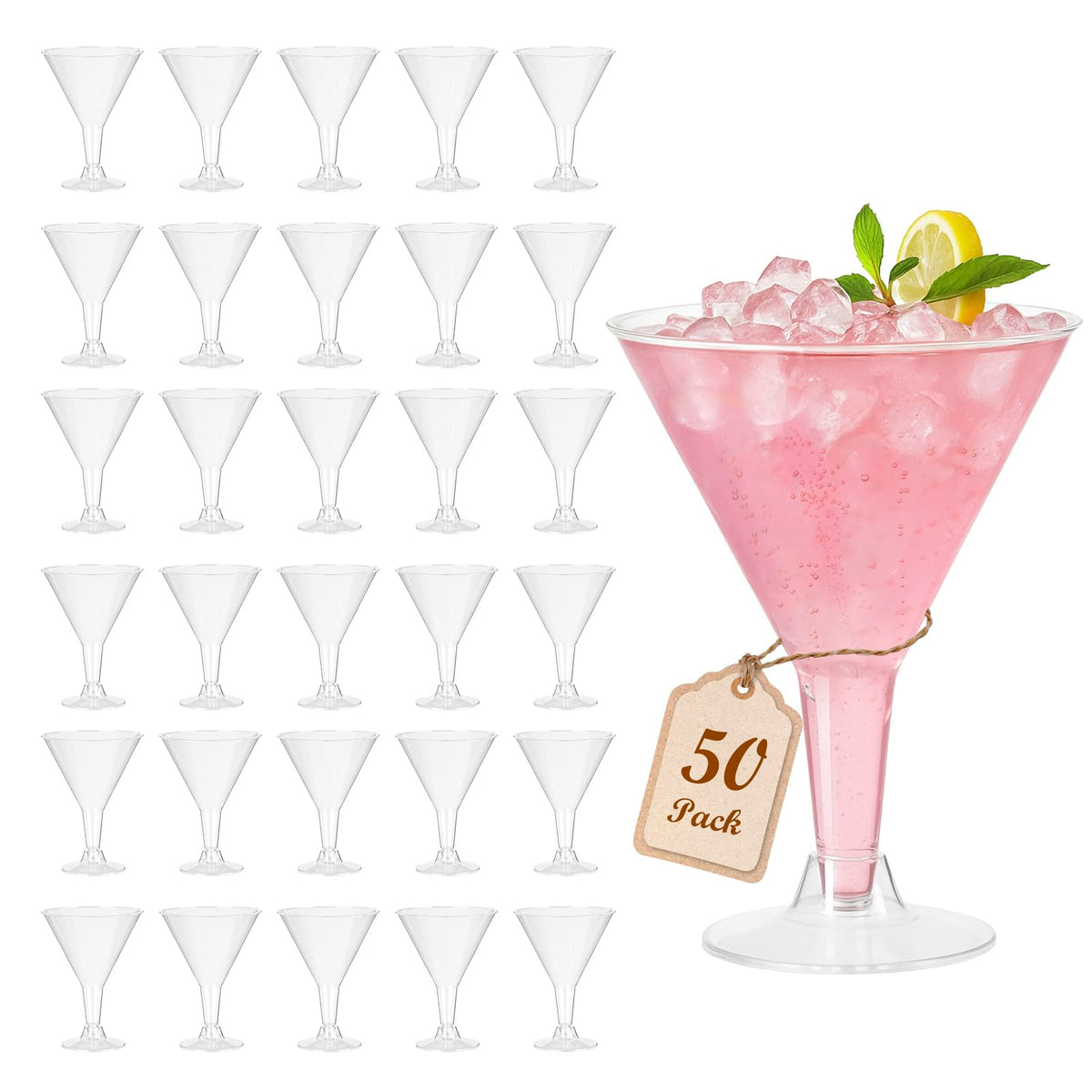 Vasos de martini plástico Losneg, pack 50, ideales para fiestas.
