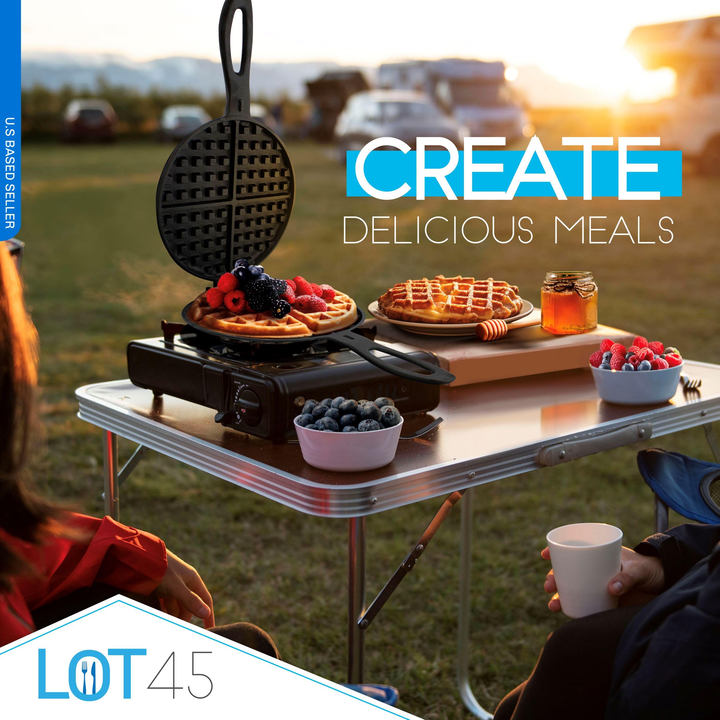Uso para campamento Lot45 plancha gofre para campamento ideal para desayunos al aire libre