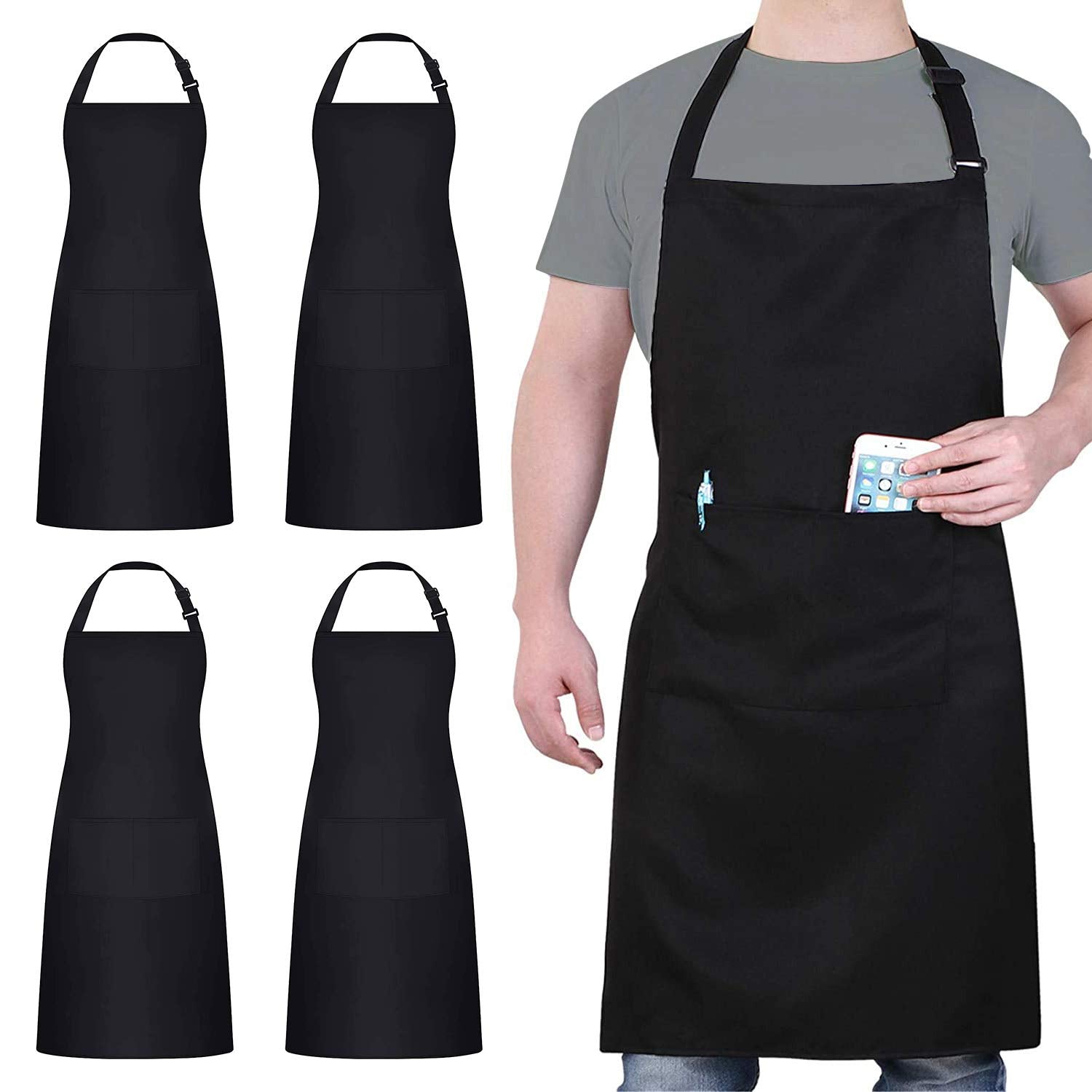 Delantal loteaf negro impermeable para cocinar protege la ropa.