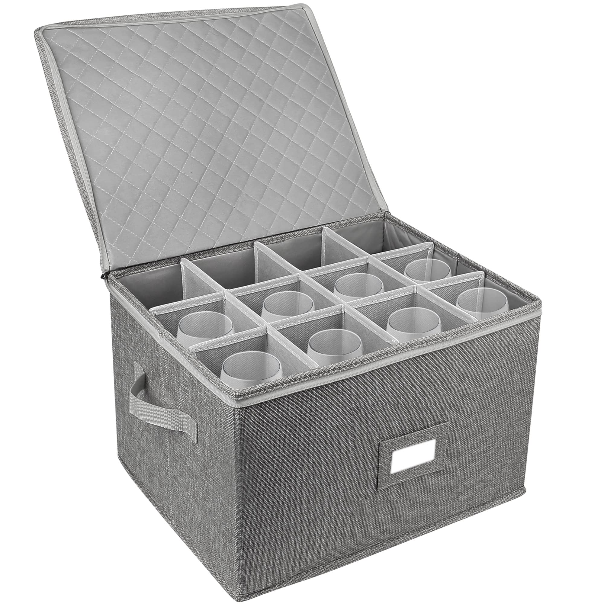 LotFancy caja-almacenaje copas-cristal: protección acolchada para transporte seguro.