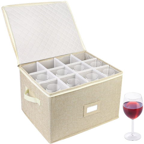LotFancy caja protectora para cristalería que mantiene las copas seguras.