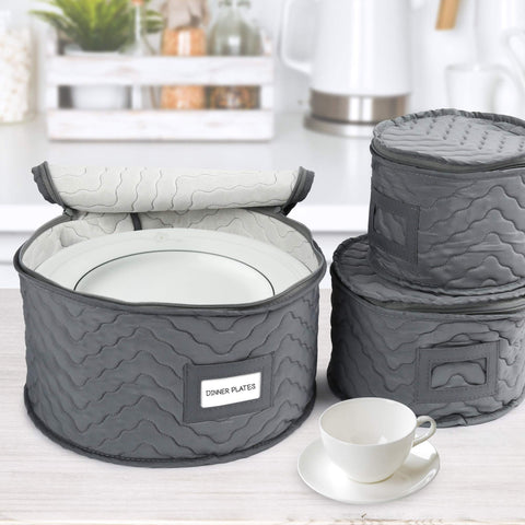 LotFancy cajas almacenamiento china acolchado 3 capas protege vajilla.