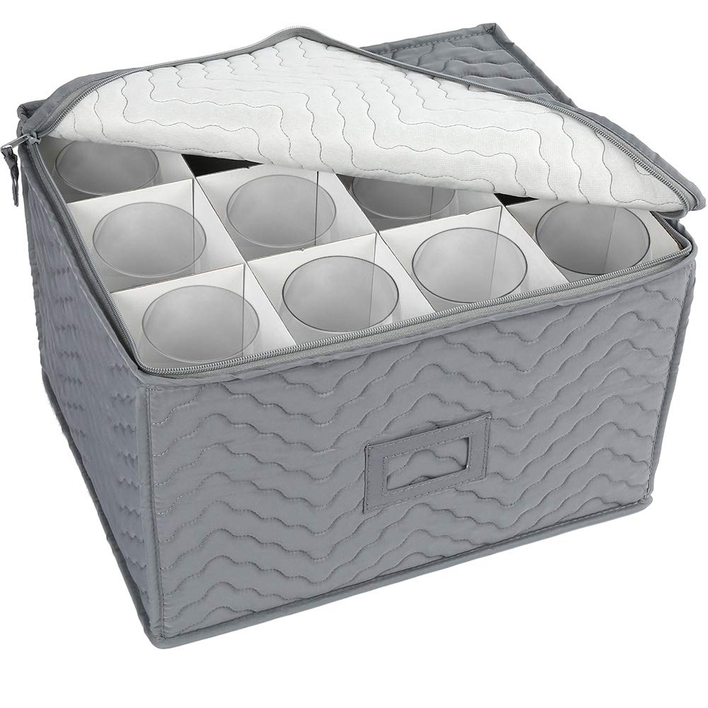 LotFancy contenedor para almacenamiento de vasos de vino, organiza 12 copas de forma segura.
