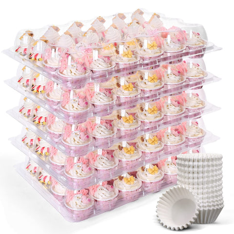 LotFancy contenedor mini pasteles con domo alto para exhibir decoraciones.