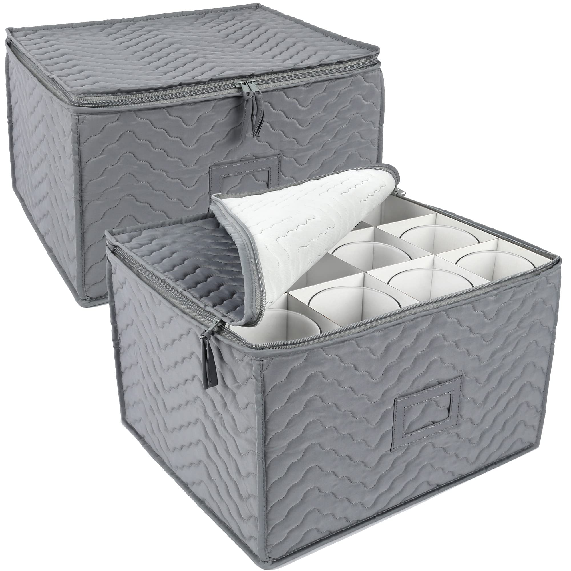 LotFancy estuche acolchado para copas protege 12 copas de vino.