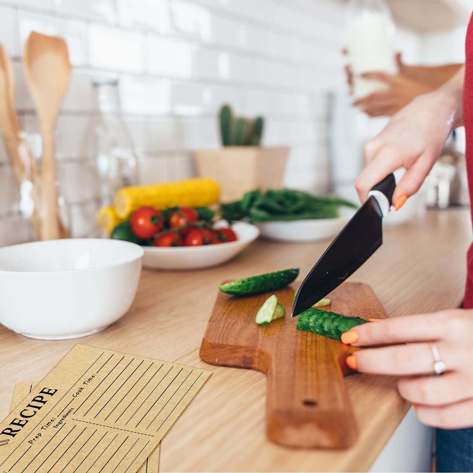 LOTMER almacenamiento en cocina con tarjetas kraft duraderas