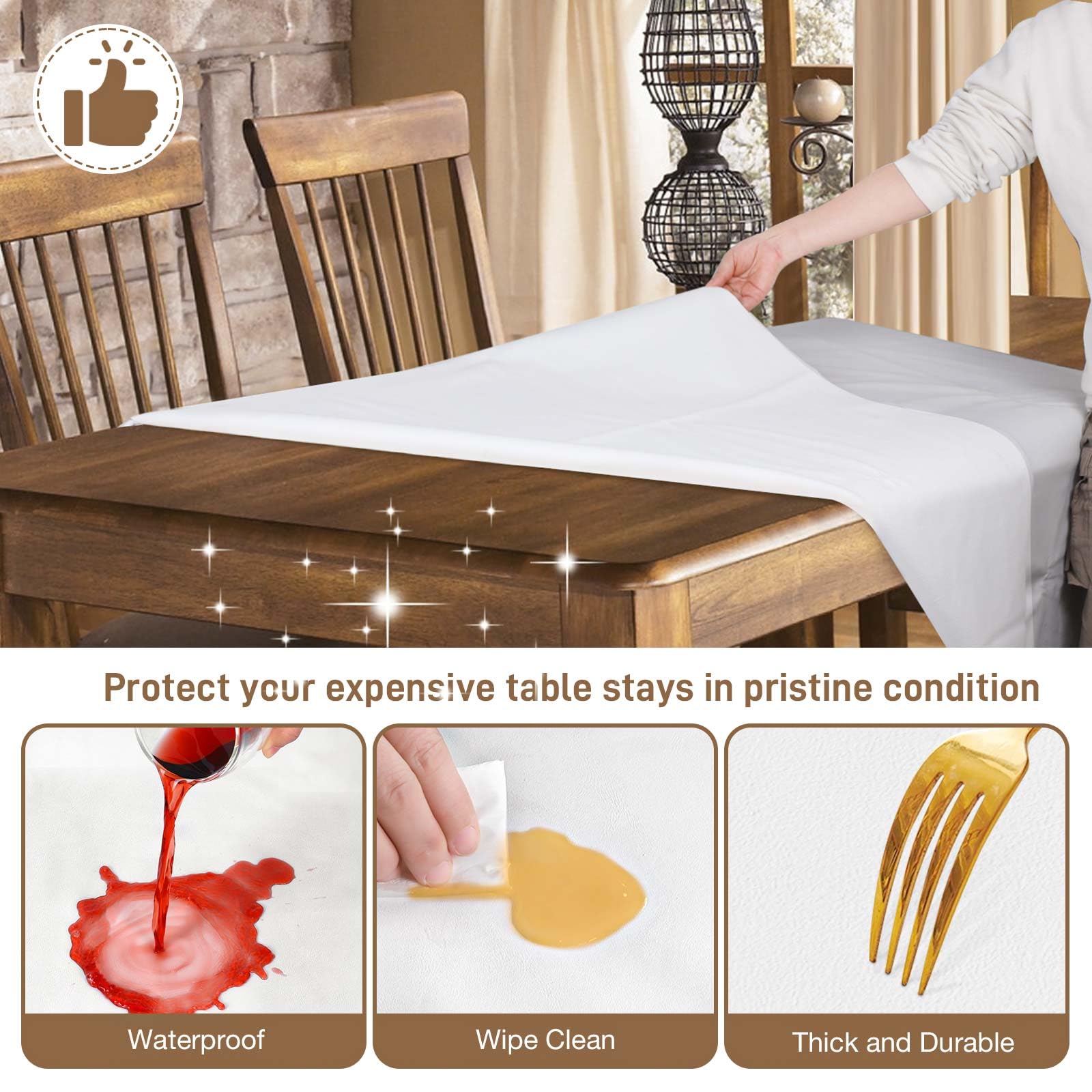 LotuFlor protector con franela trasera antideslizante para mantel estable.