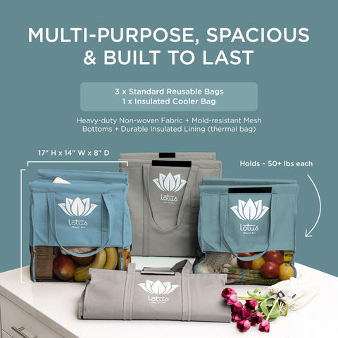 Lotus bolsas lavables a máquina para limpieza fácil