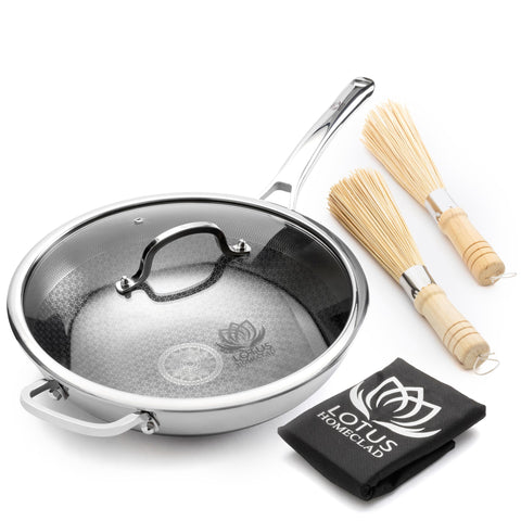 Wok híbrida Lotus Homeclad con superficie antiadherente para cocinar sin pegar