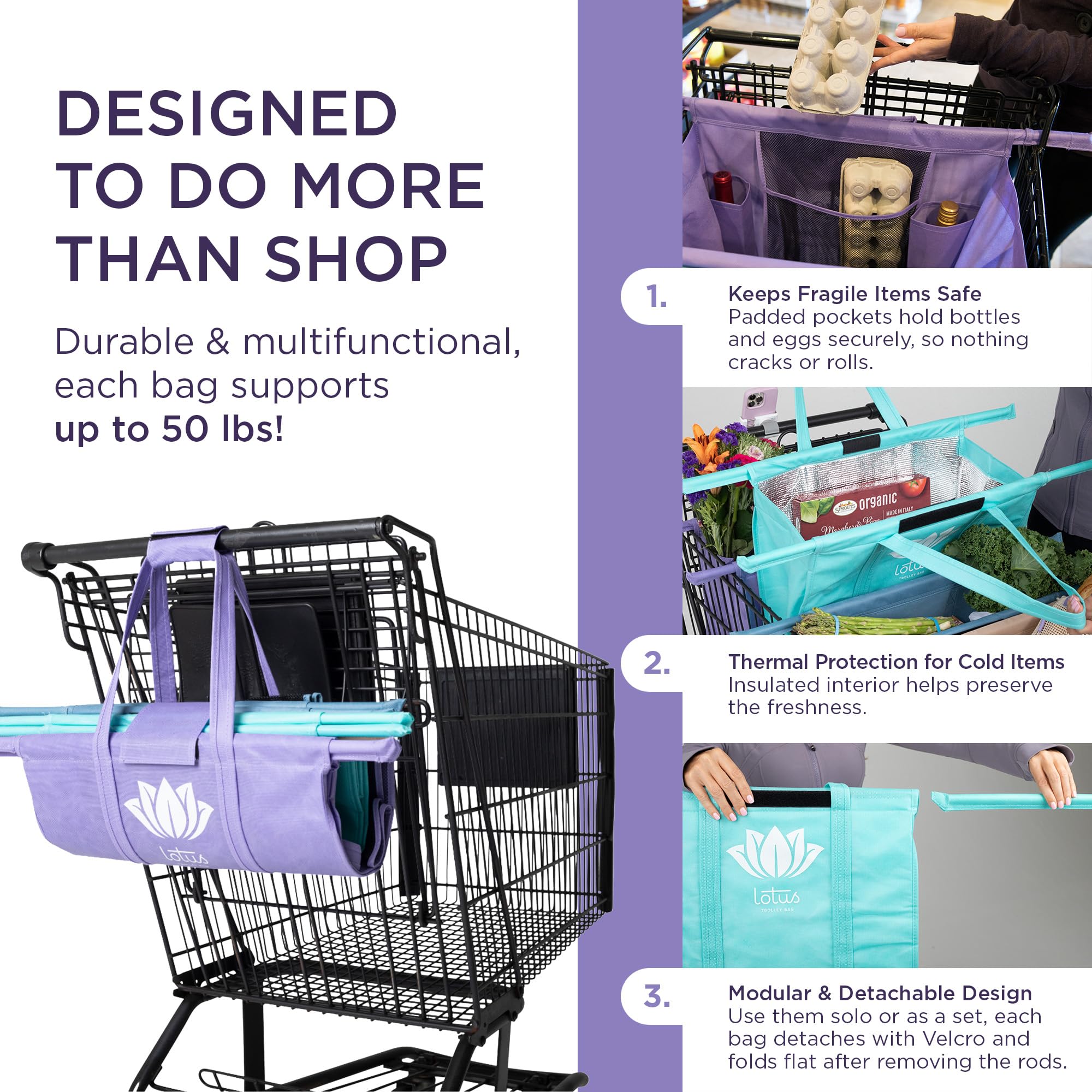 Lotus Original Trolley: bolsas plegables para uso rápido en compras.