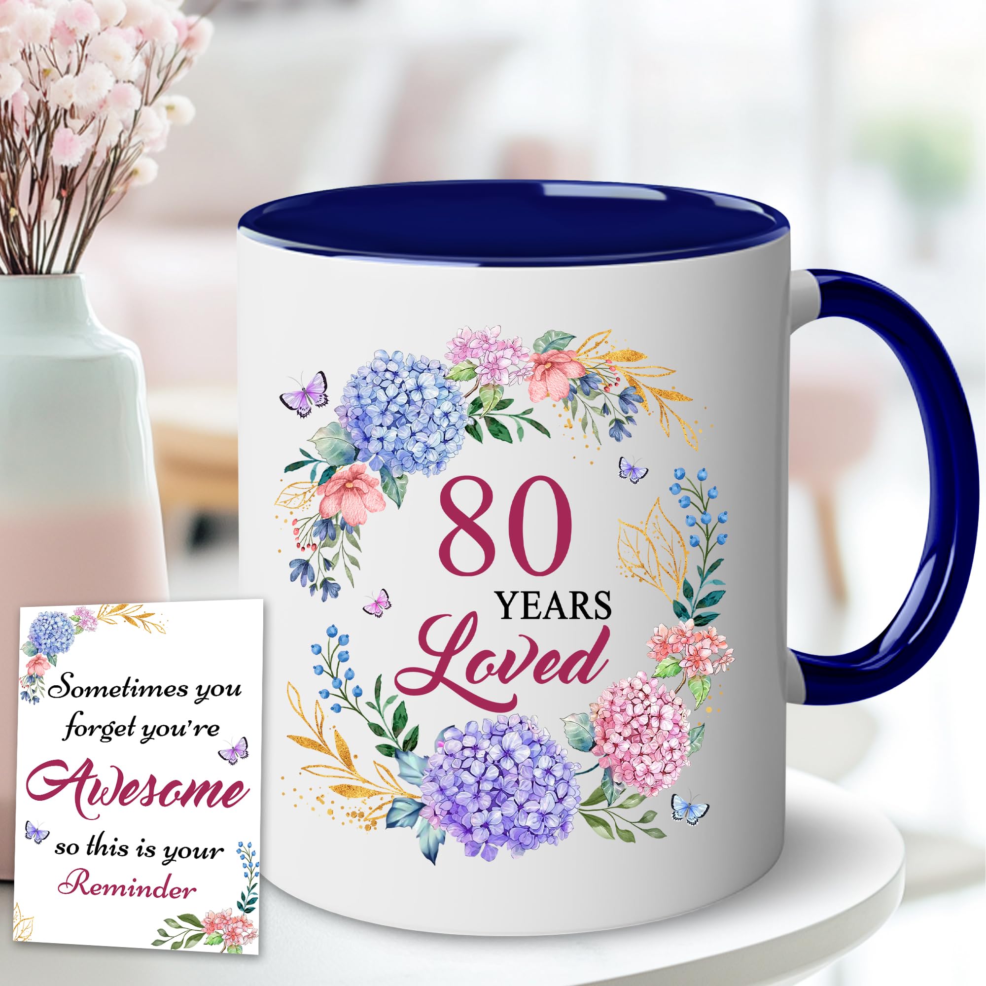 Taza LOTWATEGO 80 años, cerámica de calidad para bebidas calientes diarias.