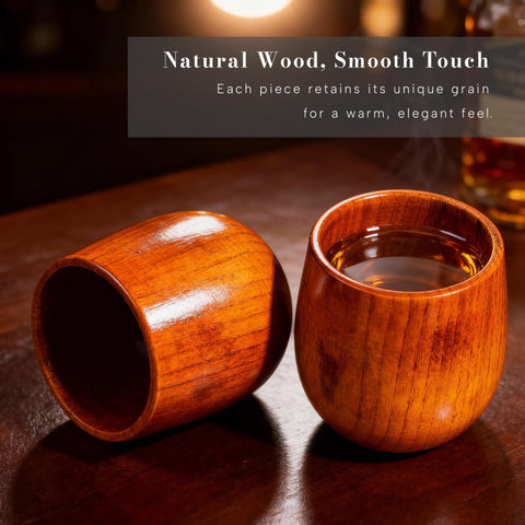 Vasos Lounbfun con veta de madera única para momentos de degustación en casa.
