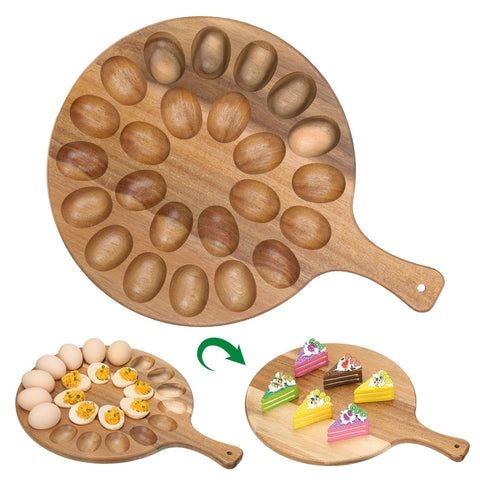 Bandeja Lounsweer para huevos rellenos en madera de acacia, almacenamiento elegante.