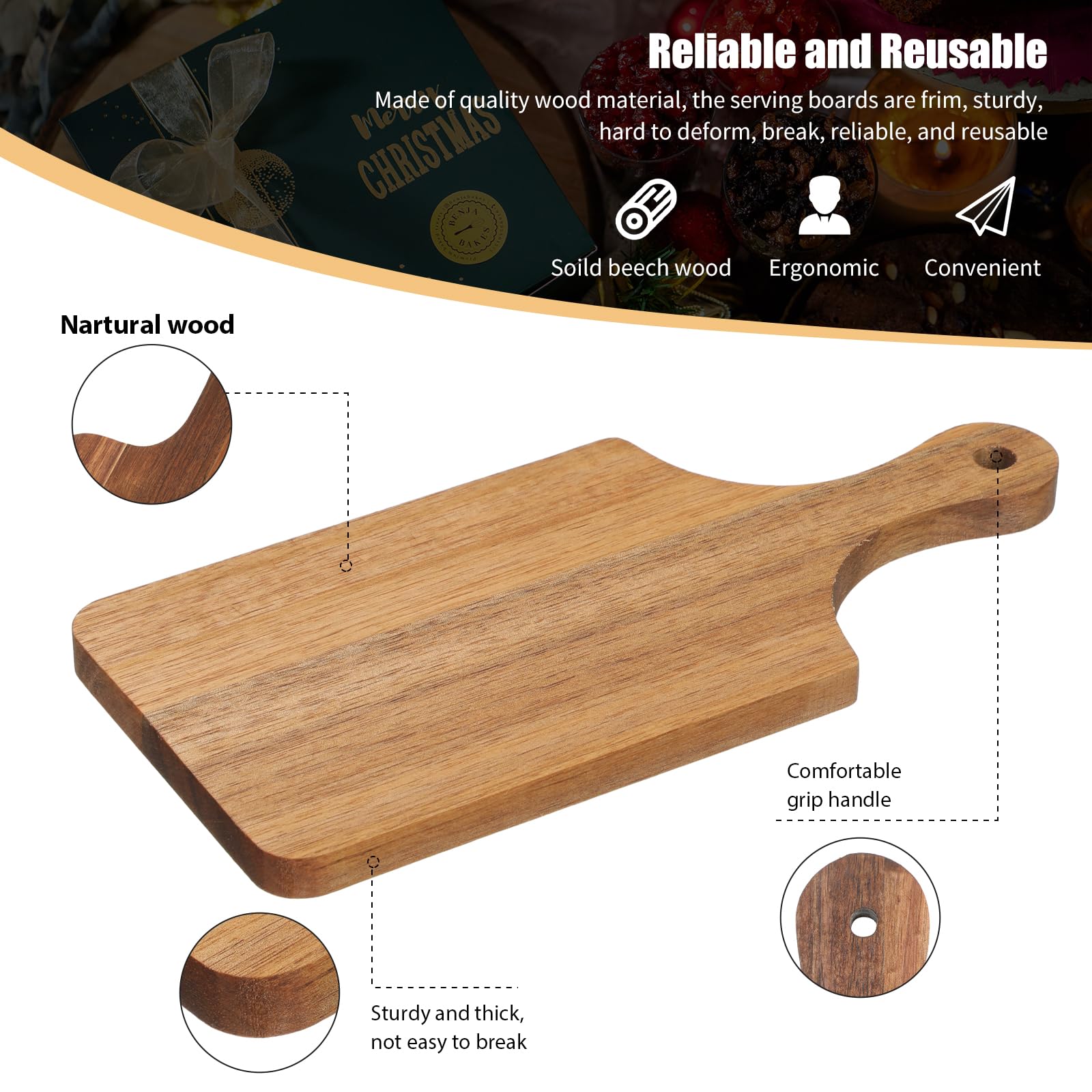 Conjunto de 6 tablas Lounsweer de acacia, duraderas y apilables