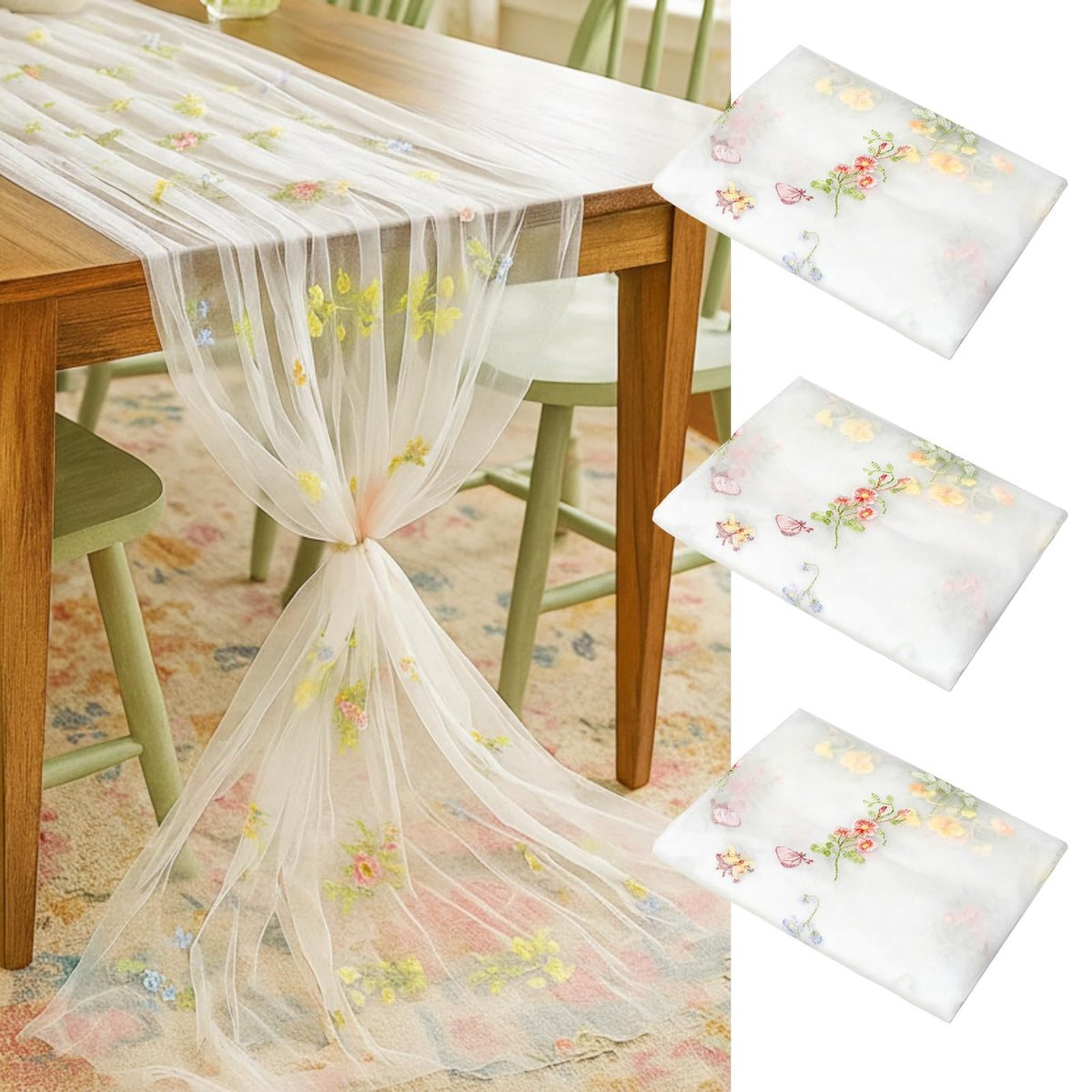 Lounsweer Flores silvestres en tule: añade elegancia y textura a cualquier mesa.