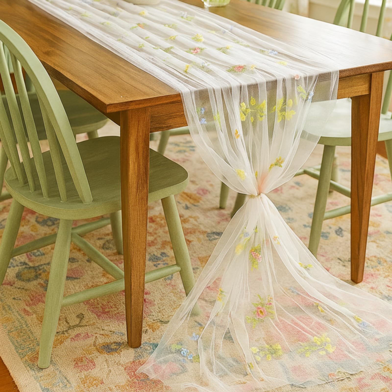 Lounsweer Mantel de tul para mesa: caída suave que cubre la superficie.