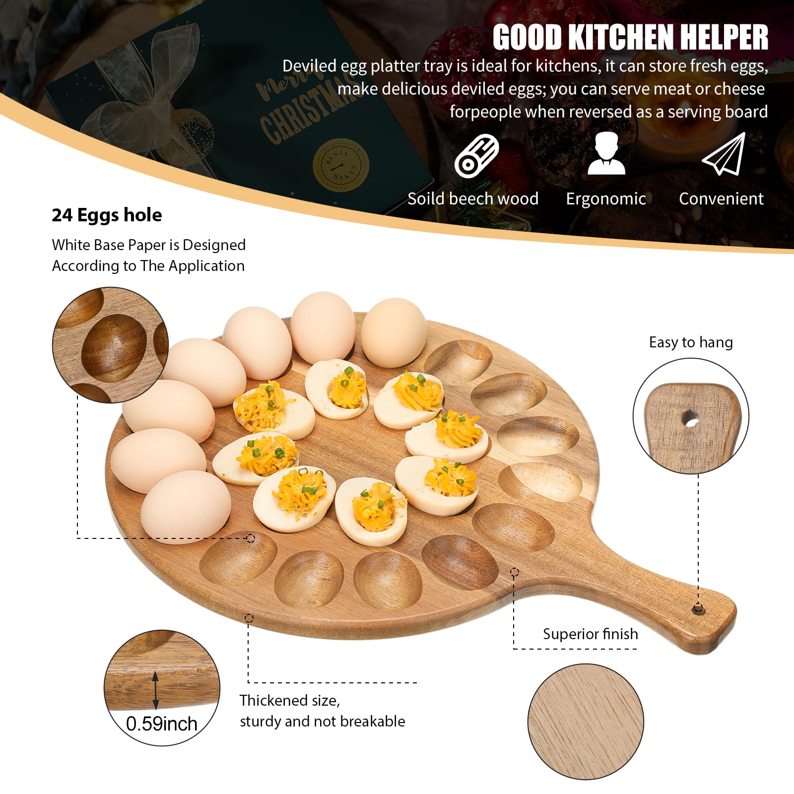 Portahuevos duros Lounsweer, ideal para conservar huevos cocidos en refrigerador.