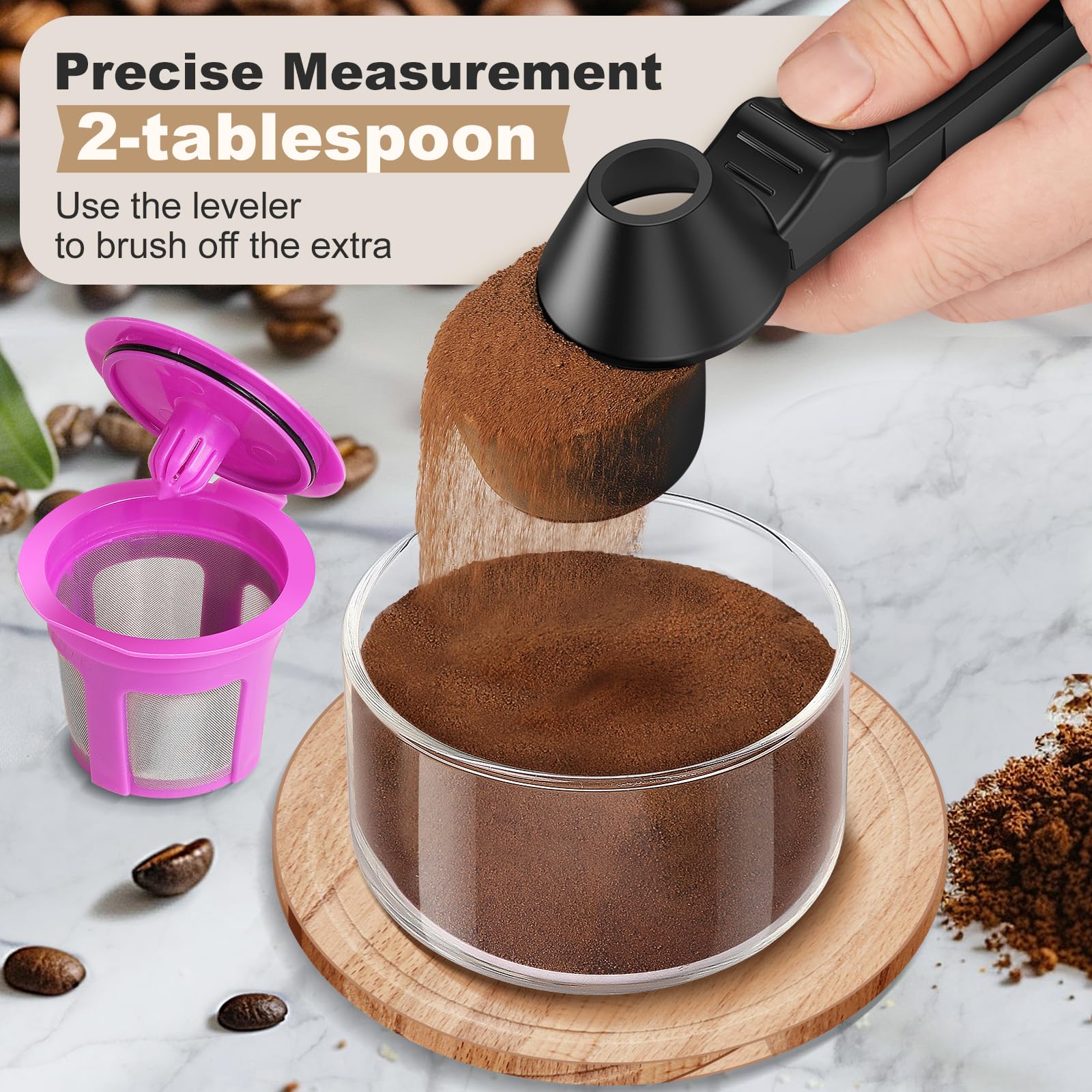 Lov Sprout embudo con cuchara para llenar cápsulas K-Cup sin derrames.