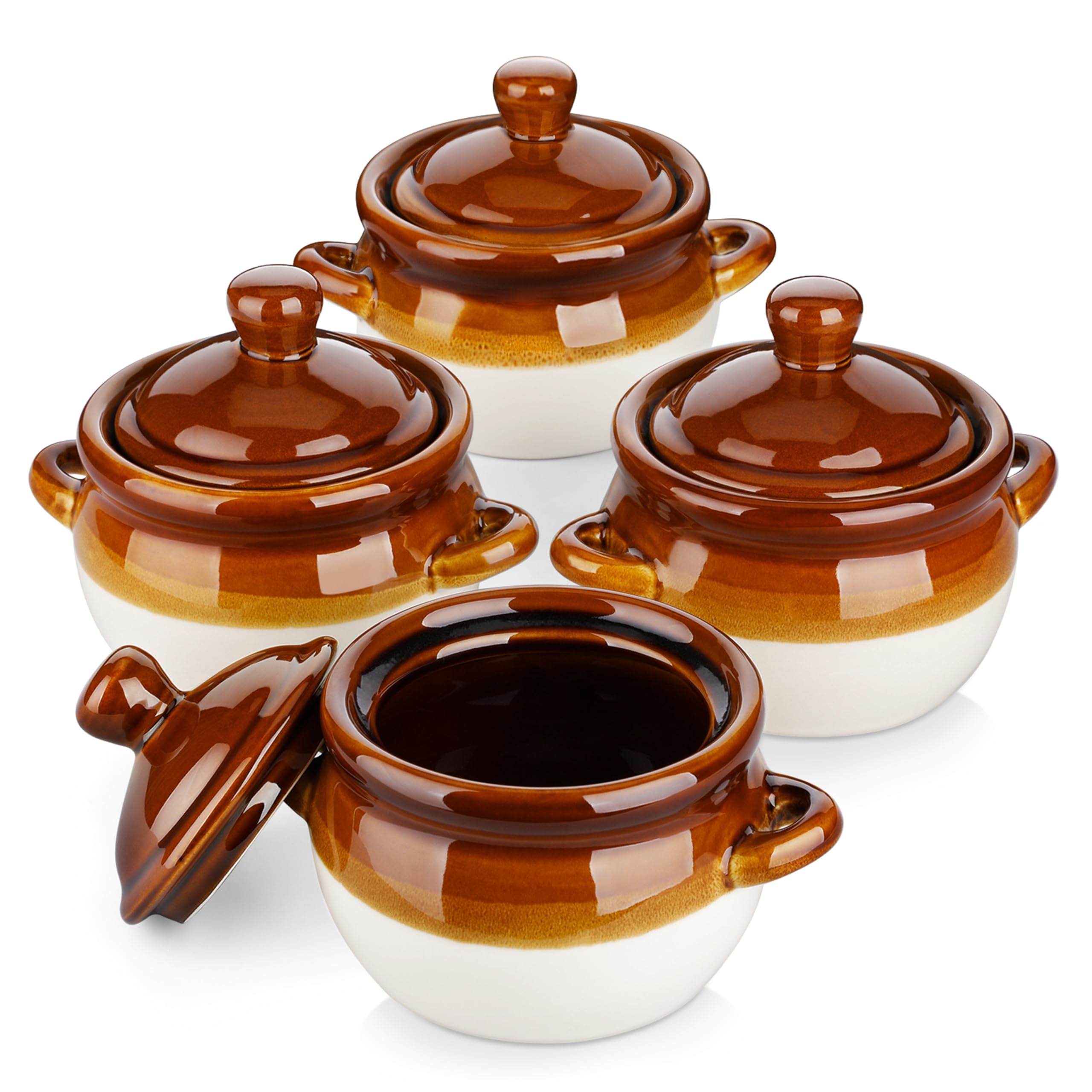 LOVECASA cazuela de sopa francesa 22 oz con tapa, apta para horno