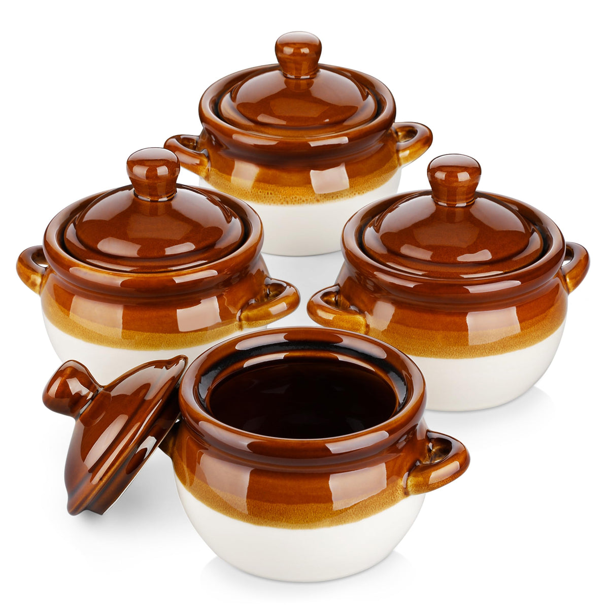 LOVECASA cazuela de sopa francesa 22 oz con tapa, apta para horno
