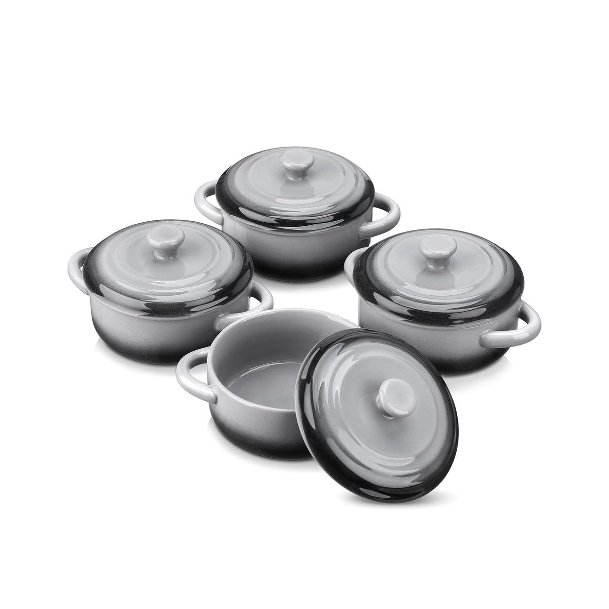 LOVECASA mini cocotte con tapa para horno, porción individual lista para servir