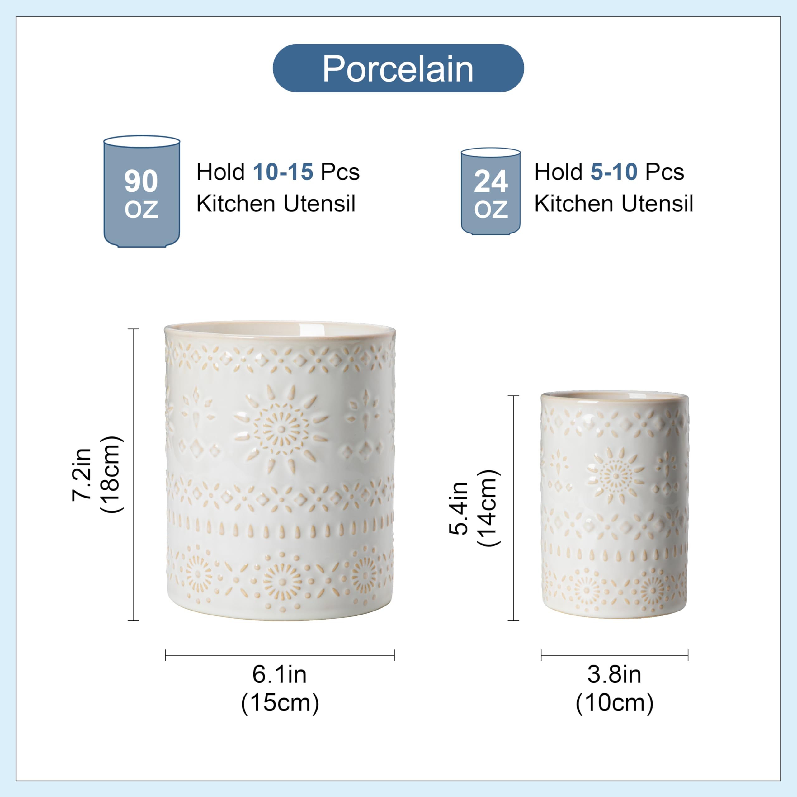 LOVECASA porta-utensilios ceramico-pequeno encimera: organizador compacto para cubiertos y herramientas.