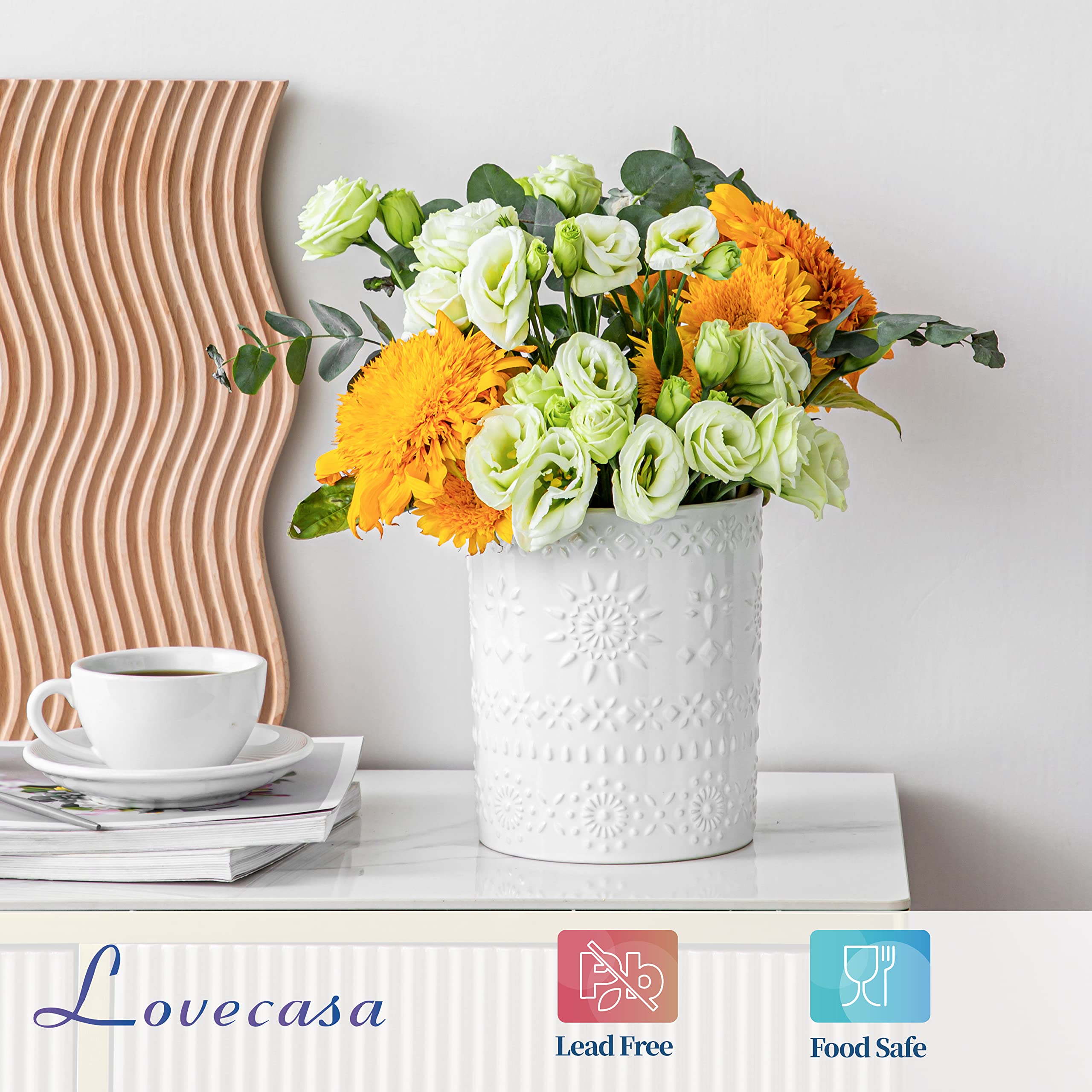 LOVECASA porta-utensilios en encimera facilita acceso rápido a utensilios.