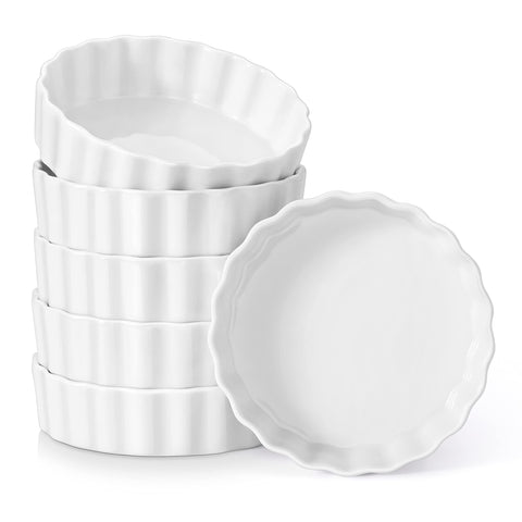 LOVECASA ramekins 8oz para hornear y servir, porciones uniformes y acabado porcelánico blanco.