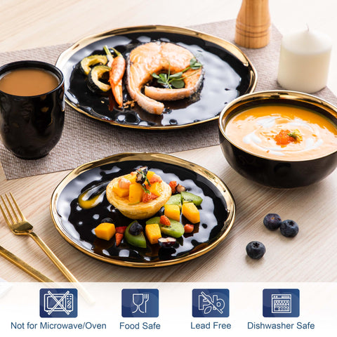 LOVECASA tazones-sopa-24oz negro-dorado ideales para caldos y cremas